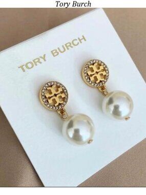 Tory Burch Miller Pavé Pearl Drop Earrings